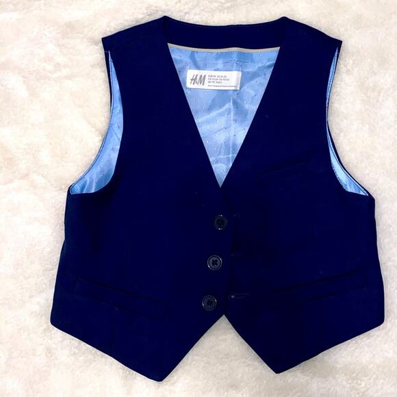 H&M Toddler Boys Formal Vest V-Neck Button Front Welt Pocket Navy Size 2T/3T - Picture 1 of 3